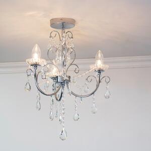Endon 61251 Tabitha Crystal Glass Semi Flush Ceiling Light IP44