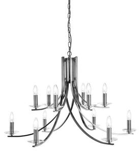 Searchlight 41612-12SS Ascona 12 Light Multi Arm Ceiling Light Silver