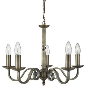 Searchlight 1505-5AB Richmond Multi Arm Ceiling Light Antique Brass Finish