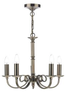 Dar MUR0575 Murray 5 Light Antique Brass Ceiling Pendant