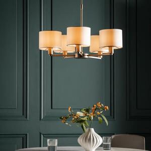 Endon Daley 5 Way Ceiling Pendant Light in Matt Nickel with White Shade