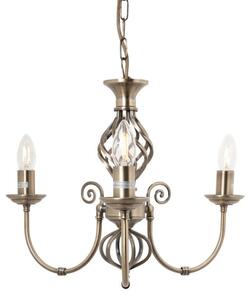 Barley 3 Light Classic Knot Twist Ceiling Light in Antique Brass
