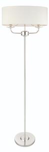 Endon 60803 Nixon Floor Lamp in Nickel with White Silk Shade