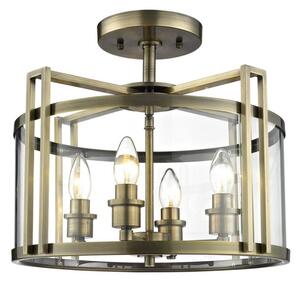 Diyas IL31091 Eaton 4 Light Ceiling Lantern in Antique Brass
