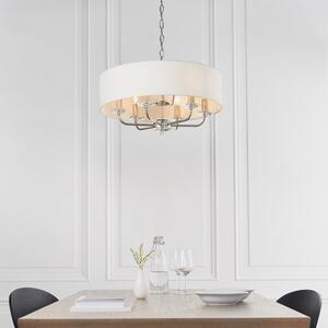 Endon 60179 Nixon Ceiling Pendant Light in Nickel with White Silk Shade