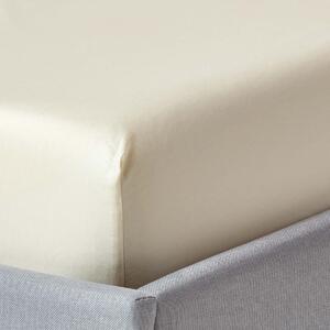 Homescapes Cream Organic Cotton Fitted Sheet 400 TC, Single