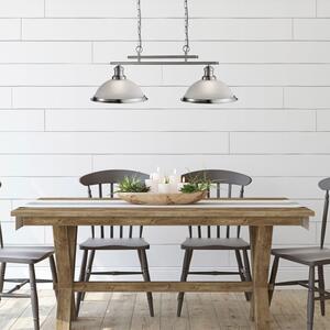 Searchlight 2682-2SS Bistro 2 Light Ceiling Bar Pendant Light Silver
