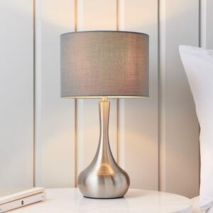Endon 61192 Piccadilly Satin Nickel Touch Table Lamp with Dark Grey Shade