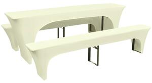 Three Piece Slipcover for Beer Table/Benches Stretch Cream