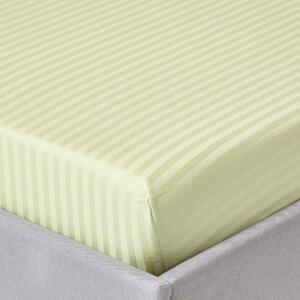 Sage Green Egyptian Cotton Satin Stripe Fitted Sheet Small Double, 330 TC