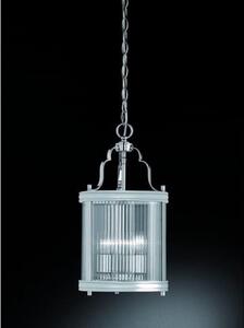 L7016 Grosvenor 3 Light Ceiling Lantern Pendant In Chrome With Clear Reeded Glass Panels