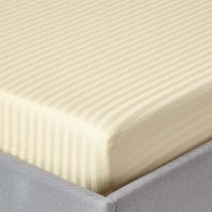 Pastel Yellow Egyptian Cotton Satin Stripe Fitted Sheet 330 TC, Single