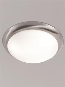 Franklite CF5760 Small Flush Ceiling Light In Satin Nickel With Matt White Glass - Diameter: 335mm