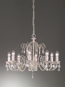Franklite FL2355/8 Aria 8 Light Ceiling Pendant In White Ironwork With Gold Highlights And Crystals