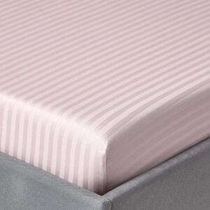 Homescapes 100% Egyptian Cotton 330 TC Super King Fitted Sheet, 30 cm Deep, Luxury Satin Stripe, Dusky Pink, Elasticated, Machine Washable