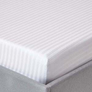 White Egyptian Cotton Satin Stripe Fitted Sheet Small Double, 330 TC