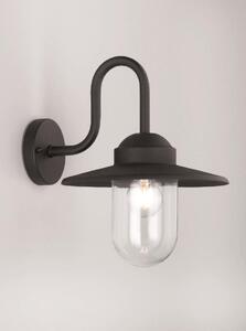 OUT6615 Matt Black Wall Bracket With Clear Long Bowl Shaped Shade