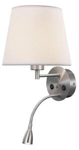 Mantra M6092 Caicos 2 Light LED Switched Wall Light In Satin Nickel With Cream Shade