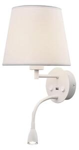Mantra M6091 Caicos 2 Light LED Switched Wall Light In Matt White With Cream Shade