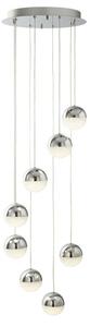 Searchlight 5848-8CC Marbles Eight Light Cluster Ceiling Pendant Light In Chrome With Crushed Ice Glass