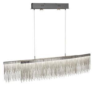 Searchlight 6061SS Memphis Long Ceiling Pendant Light In Satin Silver With Metal Fringe Shade
