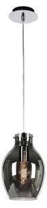 Mantra M6273 Anfora 1 Light Small Ceiling Pendant In Chrome And Smoked Glass - Dia: 180mm