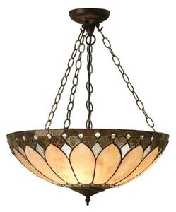 Interiors 1900 63976 Brooklyn Tiffany 3 Light And 3 Chain Large Inverted Ceiling Pendant In Cream