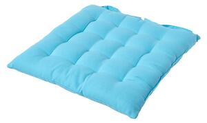 Light Blue Plain Seat Pad with Button Straps 100% Cotton 40 x 40 cm