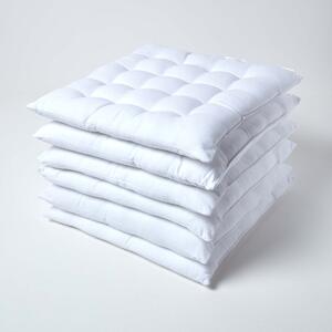 White Plain Seat Pad with Straps 100% Cotton 40 x 40 cm, Set of 6