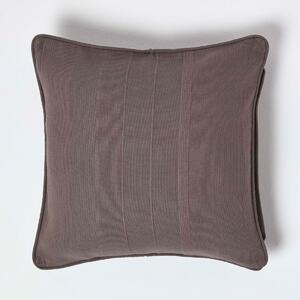 Cotton Rajput Ribbed Charcoal Grey Cushion Cover, 45 x 45 cm