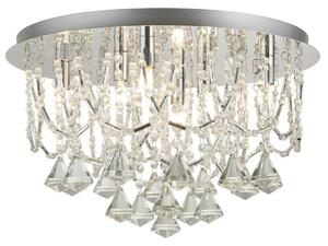Searchlight 9986-6CC Mela Six Light Semi Flush Ceiling Light In Chrome With Crystal Glass Droplets