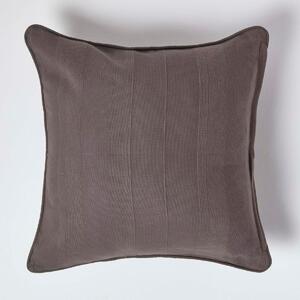 Cotton Rajput Ribbed Charcoal Grey Cushion Cover, 60 x 60 cm