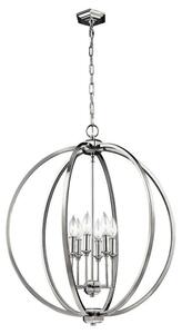 FE/CORINNE/6/P/L Corinne 6 Light Ceiling Pendant Light In Polished Nickel - Dia: 622mm