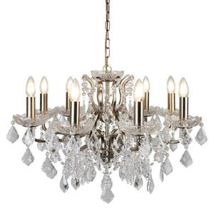 Searchlight 8738-8AB Paris Eight Light Ceiling Chandelier In Antique Brass With Crystal Glass