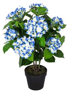 Homescapes Artificial Blue Hydrangea in Black Pot, 70 cm