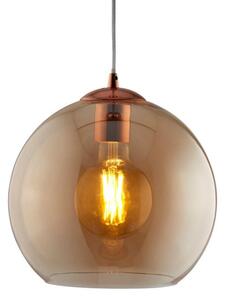 Searchlight 1632AM Balls One Light Celing Pendant In Antique Brass And Amber Glass - Width: 300mm