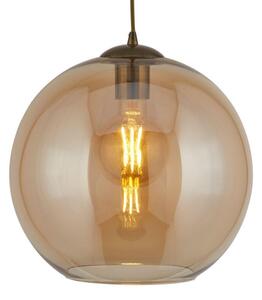 Searchlight 1621AM Balls One Light Celing Pendant In Antique Brass And Amber Glass - Width: 250mm