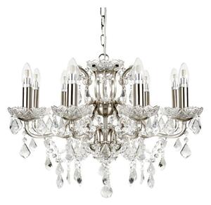 Searchlight 8738-8SS Paris Eight Light Ceiling Chandelier In Satin Silver With Crystal Glass