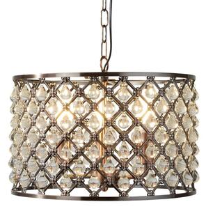 Searchlight 7813-3CU Marquise Three Light Ceiling Pendant In Antique Copper And Crystal: Width:380mm