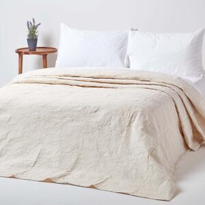 Cream Cotton Rich Floral Metelassé Pattern Bedspread, Single