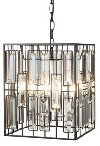 Contemporary 4 Light Ceiling Pendant Light In Matt Black Finish With Bevelled Glass