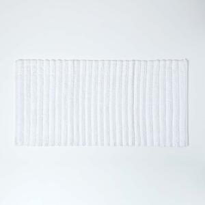 Homescapes White Ribbed 100% Cotton Spa Style Bath Mat