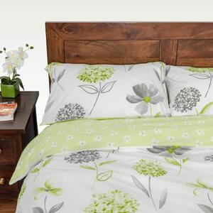 Homescapes Green, White and Grey Floral Duvet Cover Set, Super King