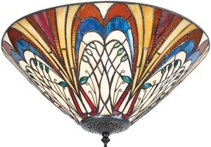 Interiors 1900 70241 Hector Tiffany Medium 2 Light Flush Ceiling Light In Dark Bronze