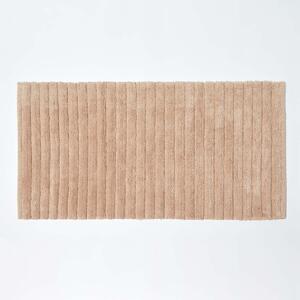 Homescapes Beige Ribbed 100% Cotton Spa Style Bathmat