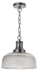Dar TAC0161 Tack 1 Light Ribbed Glass Pendant Ceiling Light