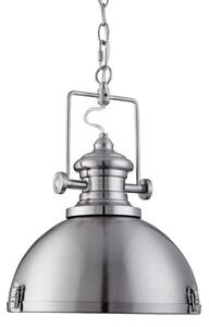 Searchlight 2297SS Industrial One Light Pendant Light In Satin Silver With Acrylic Diffiuser