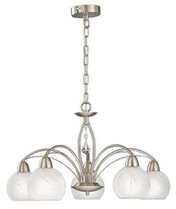 Franklite Thea FL2277/5 5 Light Ceiling Pendant In Satin Nickel Alabaster Effect Glasses And Crystal