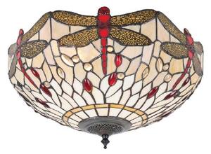 Interiors 1900 70723 Dragonfly Beige Tiffany Medium 2 Light Flush Ceiling Light