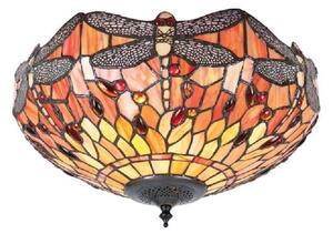 Interiors 1900 70721 Dragonfly Flame Tiffany Medium 2 Light Flush Ceiling Light
